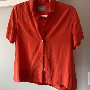 Everlane Clean Silk Short Sleeve Notch Shirt - Cayenne